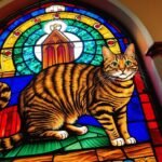 PINTURA DE GATO EN CRISTALES DE IGLESIA DE COLORES (2)