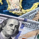 US dollars on the map of Mexico